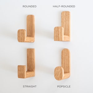 Self-adhesive oak wooden wall hook in 4 different styles, Danish oil finish, dark stained finish, 40mm length, headphone holder. zdjęcie 2