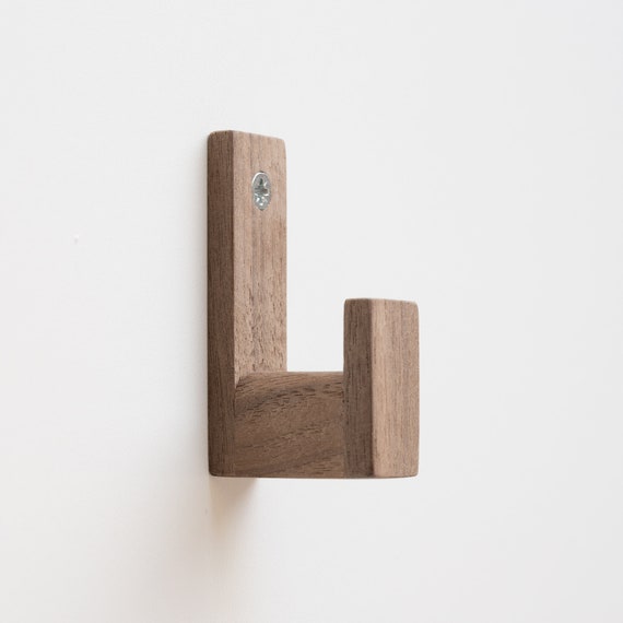 Wooden wall hook simple wall hook wooden coat hook walnut Etsy
