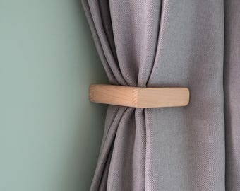 Wooden curtain hold backs, in various types of wood, Japandi style, minimalist curtain holders