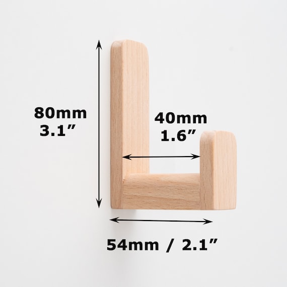 Self-adhesive White Beech Wall Hook, 40mm Length Large Wall Hook Headphone  Hook Wooden Wall Hook Wardrobe Hook Hooks for Hanging 