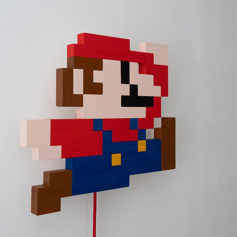 Super Mario 8 Bit Wall Lamp Nintendo Mario Wall Lamp Etsy
