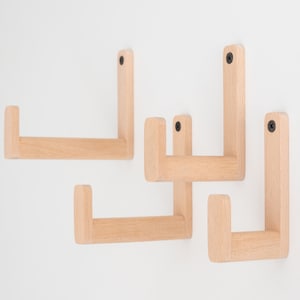 Crochet mural extra long à visser en bois de hêtre, grand cintre, support pour casque