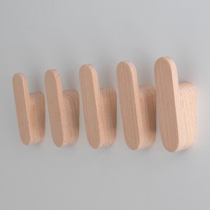 Self-adhesive &#39;popsicle stick&#39; shaped wall hooks, kids wall hook, beech wooden wall hanger, wooden adhesive wall hook