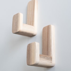 Selbstklebende Wandhaken Akazie Holz, 5er Set Skandinavische Wandhaken Minimalistische Klebehaken Bild 7