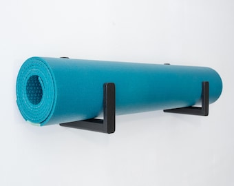 Beech wooden yoga mat hook set in black
