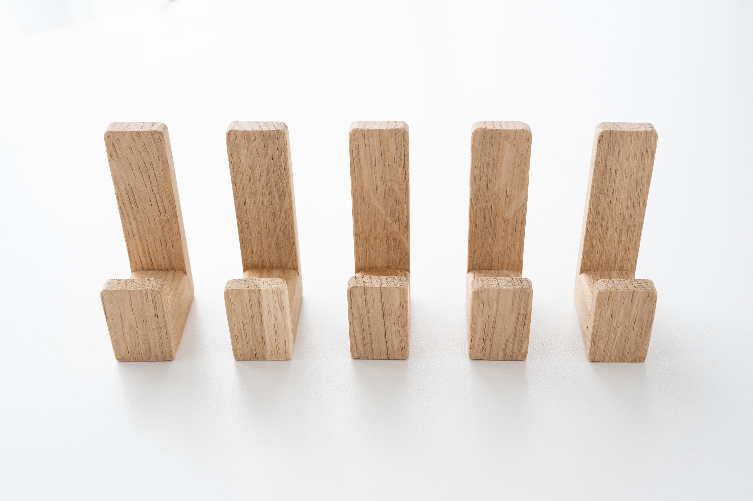 Set of 5 Selfadhesive oak wooden wall hooks towel hooks Etsy