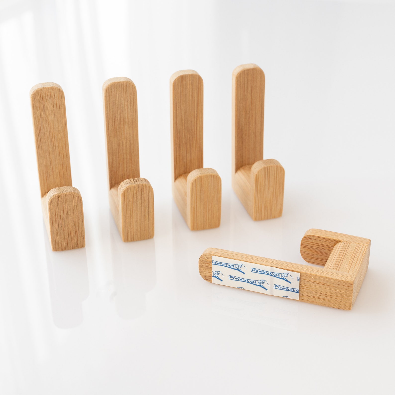 Set of 5 Selfadhesive bamboo wall hooks simple wall hooks Etsy