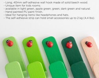 Beech Wood Ladybug Wall Hook: Kids Room Decor