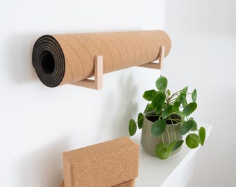 Beech wooden yoga mat hooks, wall mount storage rack (120/150mm)