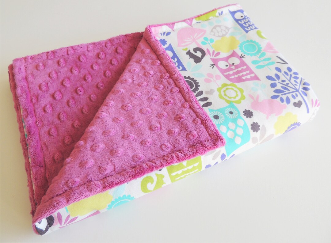 READY TO SHIP Baby Blanket Forest Life Minky Baby Blanket Minky Blanket Owl Minky Blanket Cot