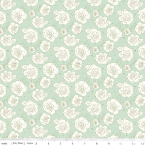 Sunsetridge - Roses Mint - Green Floral Fabric- Floral Fabric - Fabric - Riley Blake Fabrics - Quilting Fabric - Minki Kim