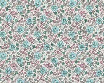 Precious Petites - Garden Ash- Aqua Floral Fabric- Floral Fabric - Light blue Fabric - Riley Blake Fabrics - Quilting Fabric
