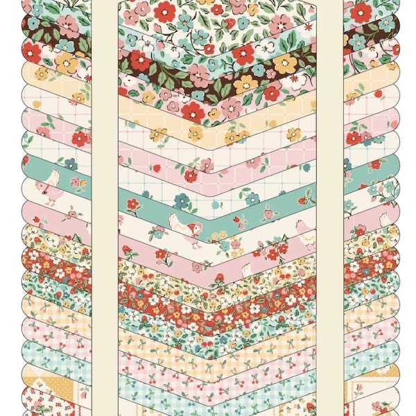 Farmhouse Fancy Precuts - 5 or 10 inch stacker or Fat Quarter Bundle- Poppie Cotton - 1930s Reproduction Fabric - Repro Fabric - Chickens
