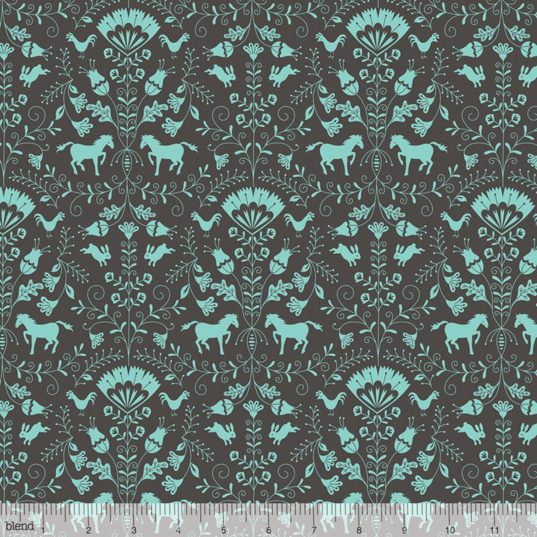 HILL & DALE Collection Horse Fabric Blend Fabrics Horse Damask Fabric