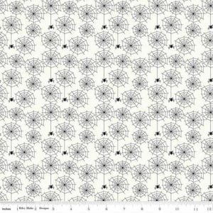Fabric - Beggars Night  - Spiderwebs Cream - Halloween Fabric - Retro Halloween Fabric - Spider Fabric - Spider Web Fabric -Riley Blake