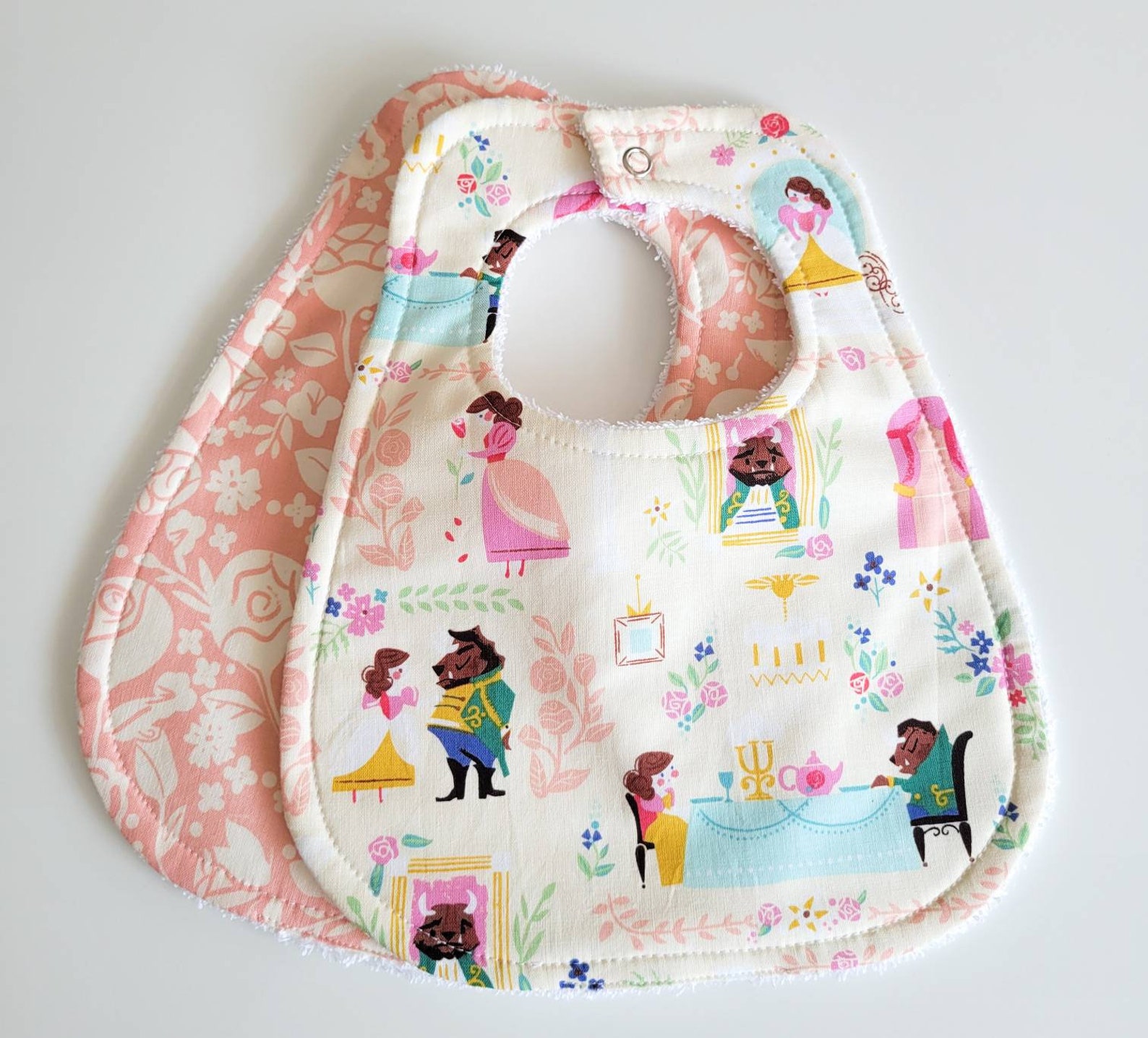 Baby Bib Set Beauty Beast Bibs Pink Bibs Terry Cloth Bib Baby Shower Gift Baby Bibs Bibs Baby
