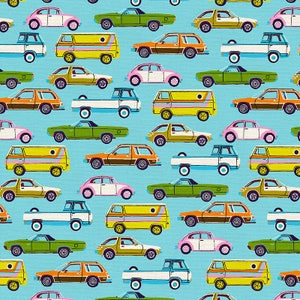 Drivin Down 9 - Retro Cars - PBS Fabrics - Car Fabric - Fabric by the Yard- Vintage Car Fabric - Classic Car Fabric