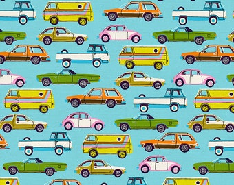 Drivin Down 9 - Retro Cars - PBS Fabrics - Car Fabric - Fabric by the Yard- Vintage Car Fabric - Classic Car Fabric