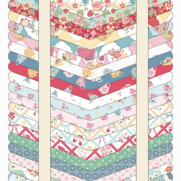Rosy Cheeks - 5 charm pack - 10 inch layer cake - Fat Quarter Bundle - Poppie Cotton - 1930s Reproduction Fabric - Repro Fabric -