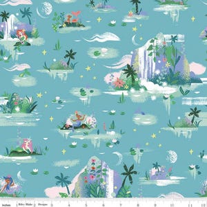 Forever Neverland - Mermaid Lagoon Peacock - Peter Pan Fabric - Riley Blake Fabrics - Storybook Fabric- Jill Howarth - By the Yard