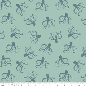 Hoist the Sails - Octopi Mint - Octopi Fabric -Riley Blake Fabrics- Fabric by the Yard- Octopus Fabric