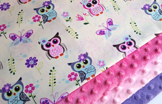 pink owl baby blanket