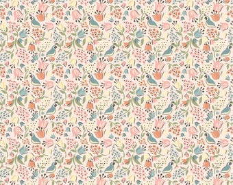 Wildwood Dwellings - Quail Hollow Blush - Poppie Cotton - Woodland Fabric - Quail Fabric - Forest Fabric - Floral Fabric - Bluebird Fabric