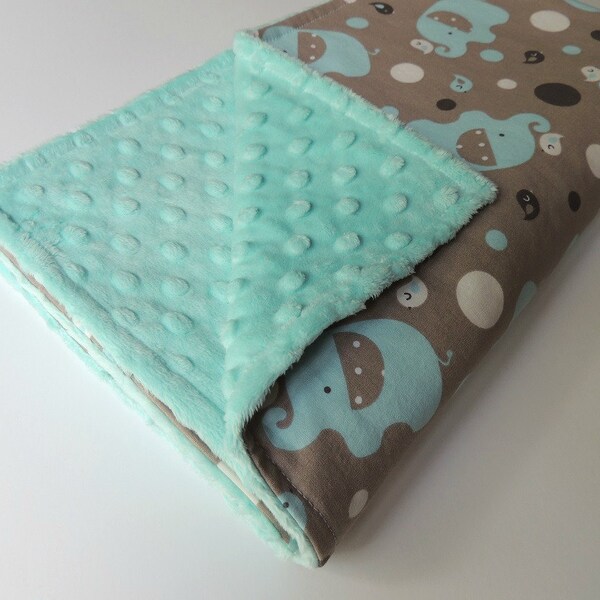 LAST ONE - Elephant Baby Blanket - Made to Order- Baby Blanket - Baby Bedding -  Elephant Minky Blanket - Minky Blanket - Cot Blanket