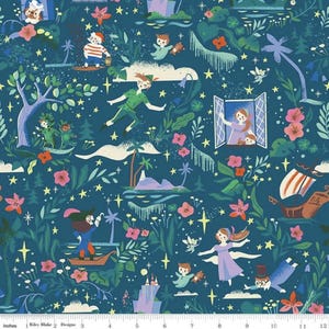 Forever Neverland - Main Night - Peter Pan Fabric - Riley Blake Fabrics - Storybook Fabric- Jill Howarth - By the Yard - Captain Hook