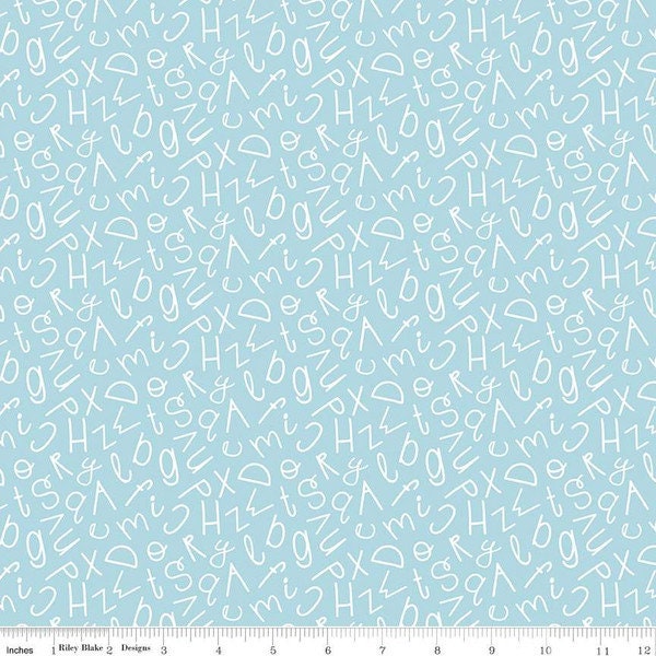 Alphabet Zoo- Alphabet Soup Aqua - Blue Alphabet Fabric - Fabric - Riley Blake Fabrics- Childrens Fabric