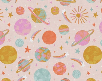 Dino Dreams- Planets - Iris + Seas- PBS Fabrics - Space Fabric - Fabric by the Yard- Rainbow Fabrics - Outer Space Fabric - Astronomy Fabric