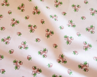 Garden Party- Strawberry Fields Blush - Poppie Cotton - Strawberry Fabric - 1930s Reproduction Fabric - Repro Fabric - Strawberry pink