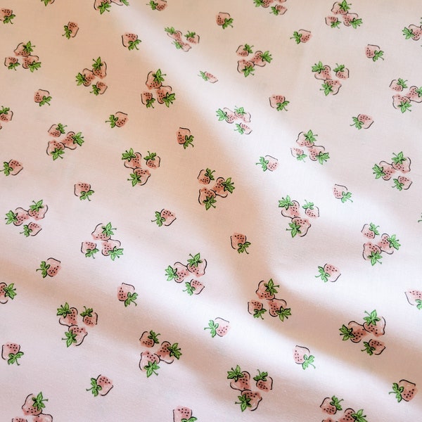 Garden Party- Strawberry Fields Blush - Poppie Cotton - Strawberry Fabric - 1930s Reproduction Fabric - Repro Fabric - Strawberry pink