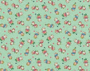 Playtime 30s - Bears Green - Retro Fabric- Animal Fabric - Nursery Fabric - Riley Blake Fabrics - Quilting Fabric - 1930s fabric- 1930