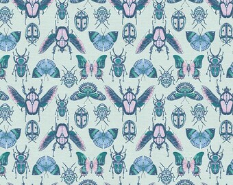 Emperor of India Blue Pink - Pieces of India - Insect Fabric - Beetle Fabric - Indian Fabric - Fabric - PBS Fabrics - Paintbrush Fabrics