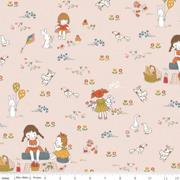 Serendipity 2 - Main Blush - Minki Kim Fabric- Picnic Fabric - Fabric - Riley Blake Fabrics - Quilting Fabric - Minki Kim