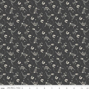 Fabric - Roar - Dino Bones Charcoal - Baby Fabric - Dinodaur Fabric -Dino Fabric - Roar Fabric - Riley Blake Fabrics - Dino Skelton Fabric