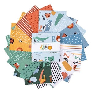 Alphabet Zoo- Charm Pack -Riley Blake Fabrics-5 inch stacker - Zoo Animal Fabrics- Alphabet Fabric
