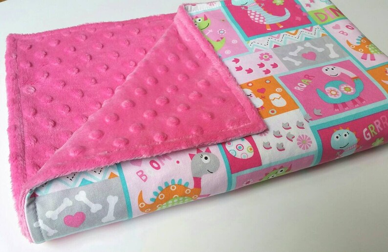 Dinosaur Minky Blanket MADE TO ORDER Pink Dino Blanket Etsy
