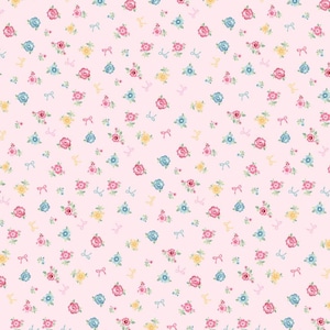 Rosy Cheeks - Welcome Pink - Poppie Cotton - Strawberry Fabric - 1930s Reproduction Fabric - Repro Fabric - Floral Pink Fabric