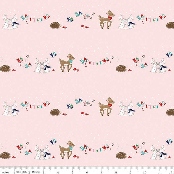 PIXIE NOEL 2 - Animals Pink - Christmas Fabric -Riley Blake Fabrics- Fabric by the Yard- Christmas Fabric - Holiday Fabric - Tasha Noel