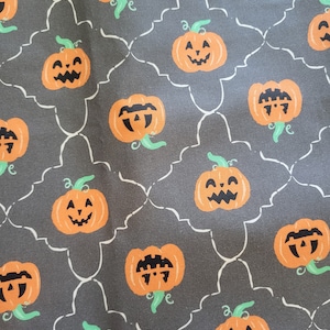 Halloween Fabric - Pumpkin - Halloween Village - Pumpkin Fabric - Jack-o-lantern Fabric - Kids Halloween Fabric - PBS Fabrics - Paintbrush