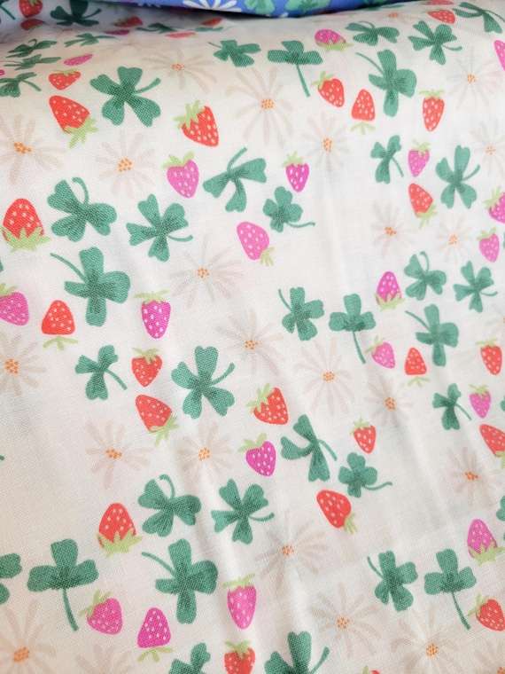 Chloe - Strawberries Cream - Cream Strawberry Fabric- Floral Fabric - Clover Fabric - Riley Blake Fabrics - Quilting Fabric - Strawberry Fab