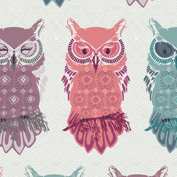Nightfall Collection - Bird of Night Mist -Art Gallery Fabric- Owl Fabric - Modern Owl Fabric -Modern Fabric- Fabric by the Yard - Owls