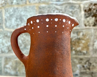Ceramic pitcher, Handmade pottery, Rustic pitcher, housewarming gift, wedding gift, Rustic Farmhouse Decor, clay pitcher