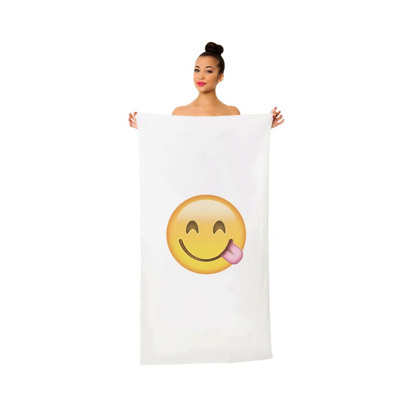 Savouring Delicious Emoji Emoticon Towel Smiling Face Bath Etsy