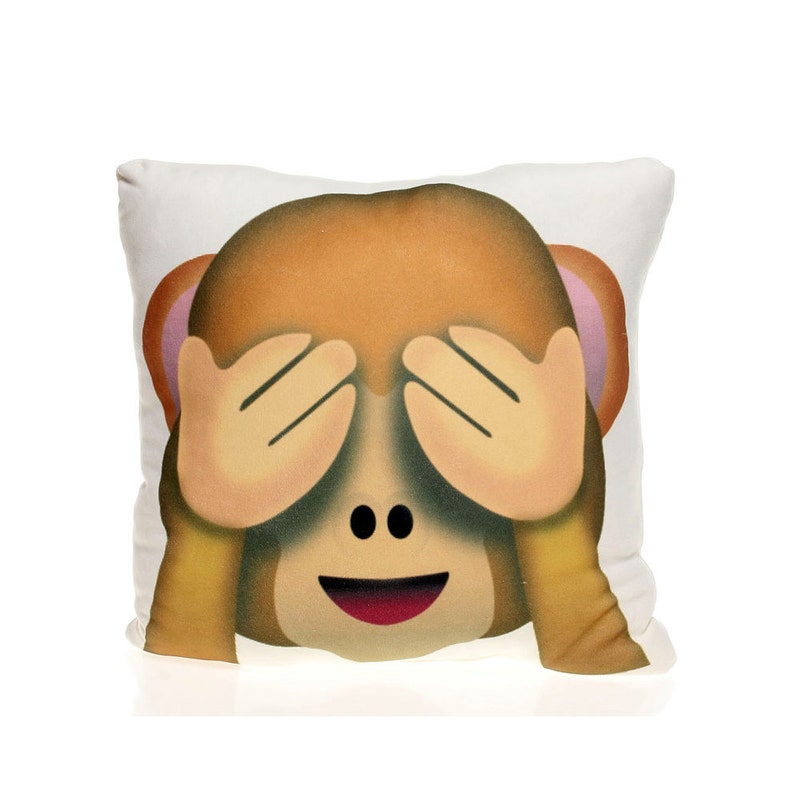Monkey pillow Emoji Pillow See no evil pillow Emoji gift Fun Etsy