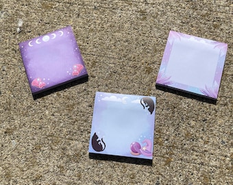 Witchy Crystal Cat Sticky Notes: 50 Sheets Planner Journal Stationery