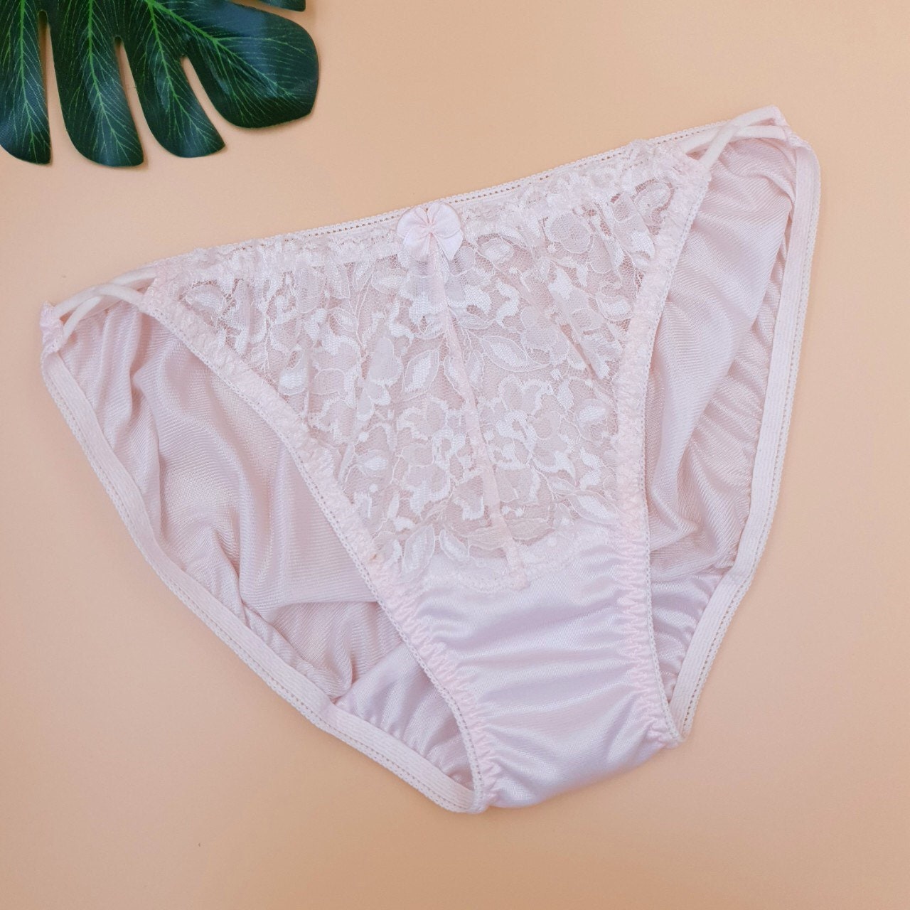 L Bragas Bragas de encaje Lencería Bragas de Nylon Rosa Etsy