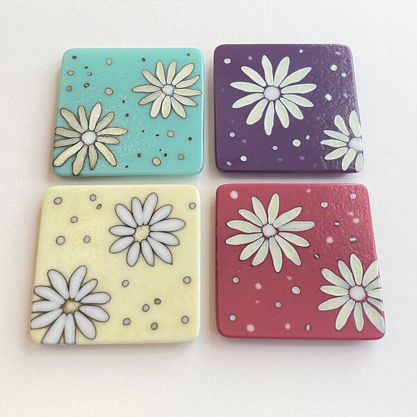 Fused Glass Daisy Coasters, Mix and Match